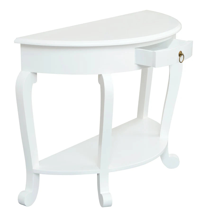 French Provincial 1-Drawer Half-Moon Sofa Table - White