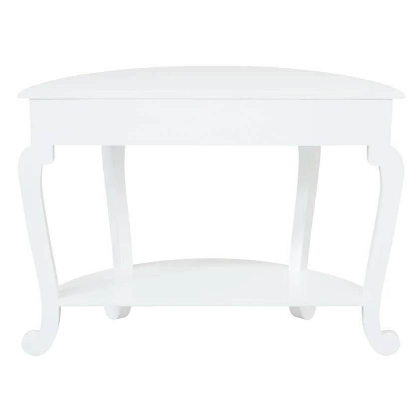 French Provincial 1-Drawer Half-Moon Sofa Table - White