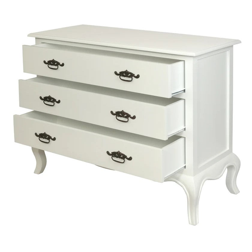 French Provincial Classic Wooden 3-Drawer Dresser