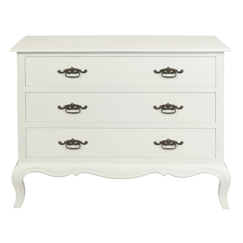 French Provincial Classic Wooden 3-Drawer Dresser