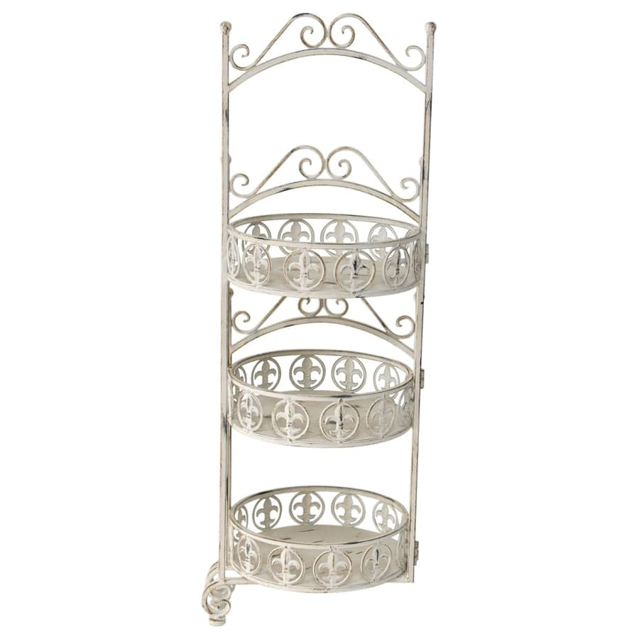 French Provincial Ornate 3-Tier Plant Stand - White