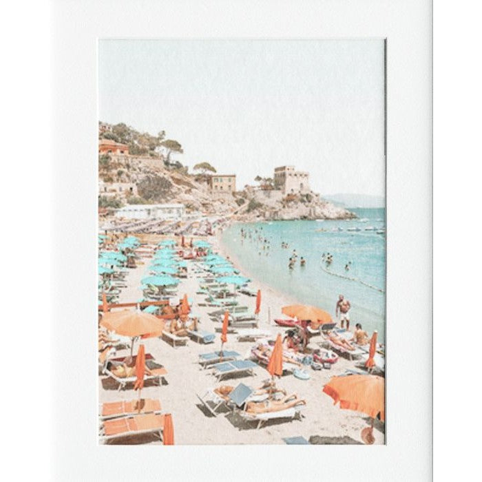 French Rivera Beach Left Mounted Print Wall Decor - 40x50cms