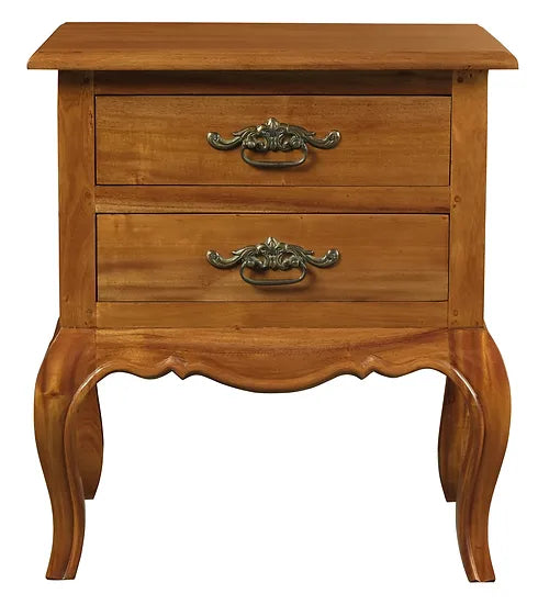 French Style 2 Drawer Lamp Table - Natural