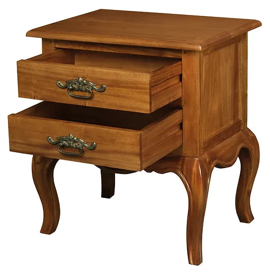 French Style 2 Drawer Lamp Table - Natural