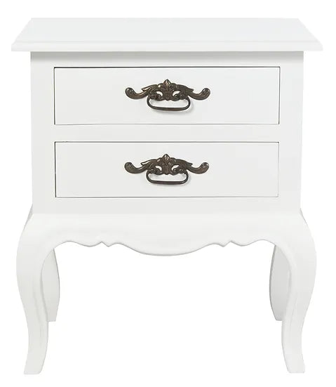 French Style 2 Drawer Lamp Table - White