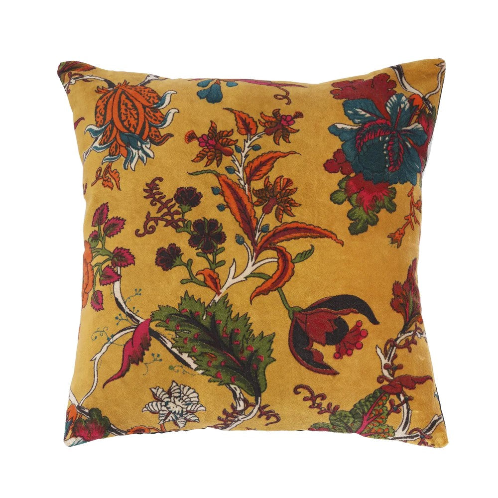 Frida Kahlo Blossom Inspired Velvet Cushion Cover 45 x 45cms - Amber