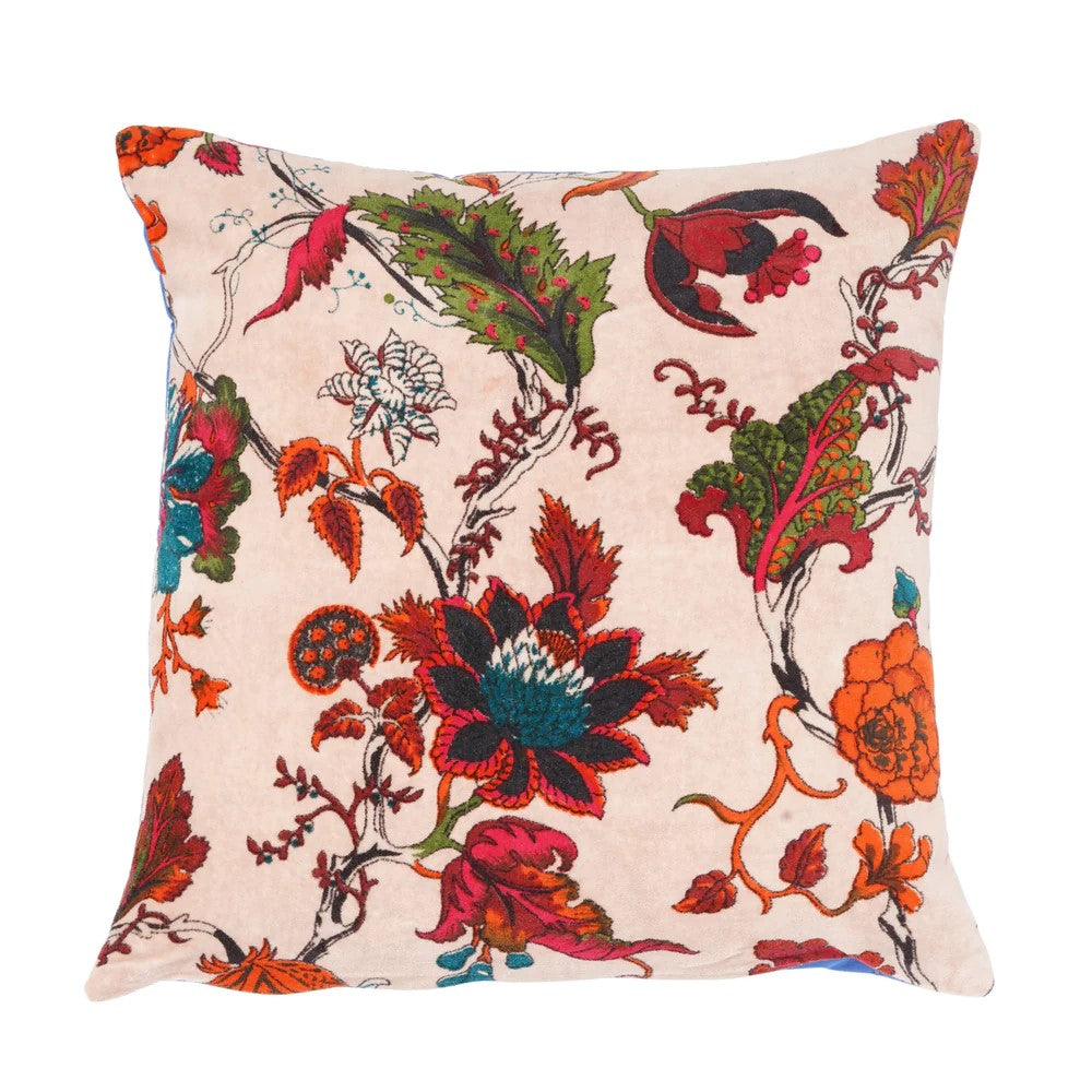 Frida Kahlo Blossom Inspired Velvet Cushion Cover 45 x 45cms - Beige