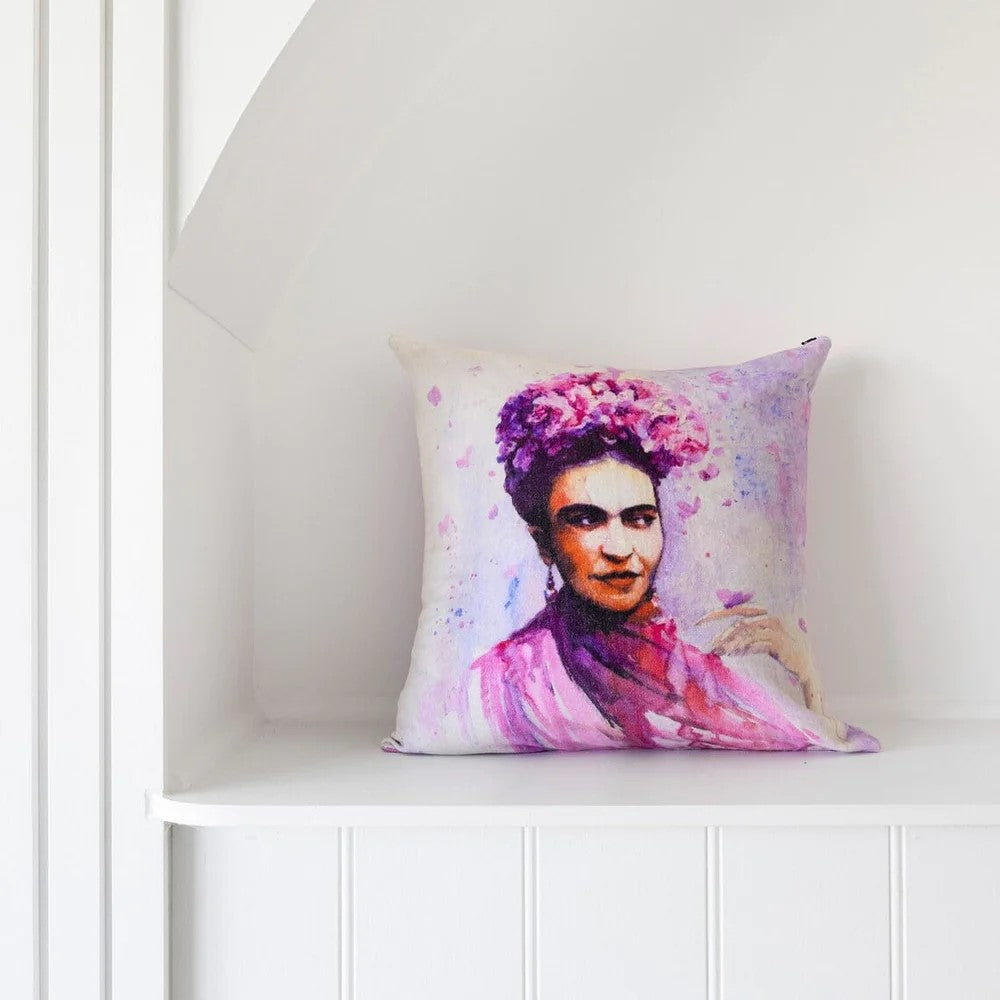 Frida Kahlo Cotton Cushion Cover 50 x 50cms - Pink