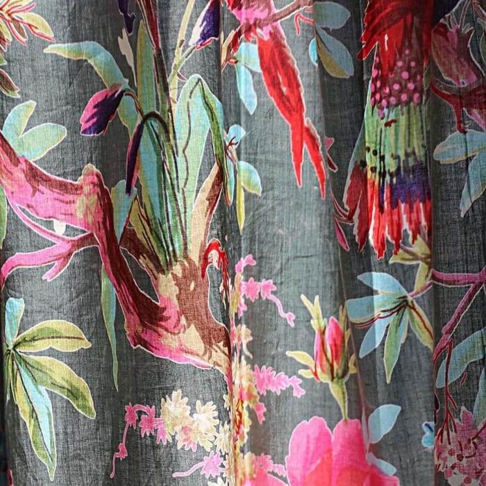 Frida Kahlo Inspired Bird of Paradise Curtains-Grey