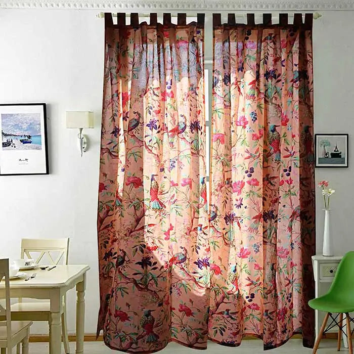 Frida Kahlo Inspired Bird of Paradise Curtains-Orange