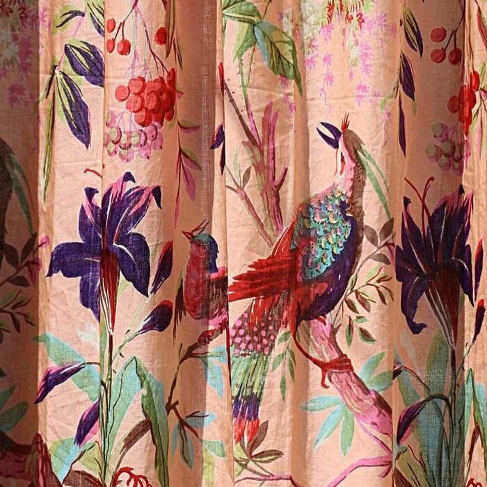 Frida Kahlo Inspired Bird of Paradise Curtains-Orange