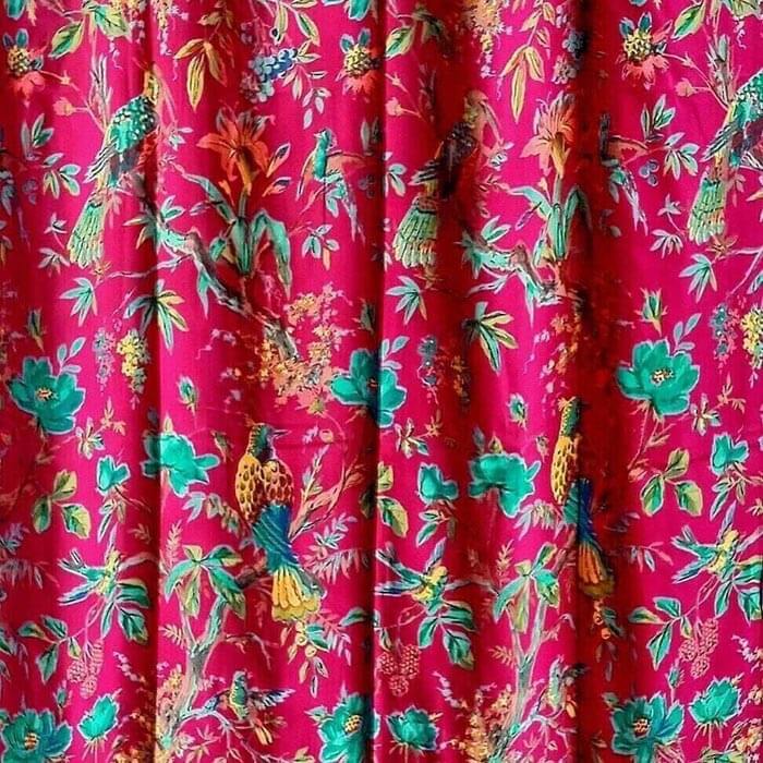 Frida Kahlo Inspired Bird of Paradise Curtains-Pink