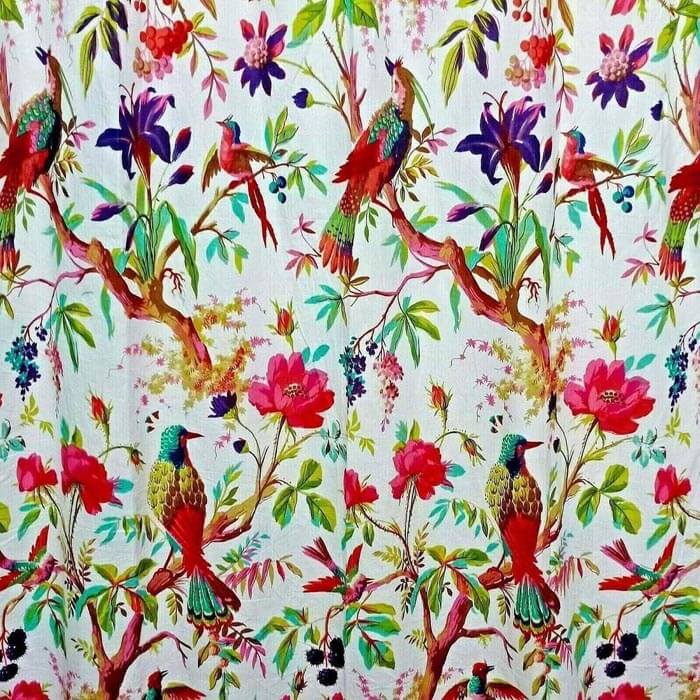 Frida Kahlo Inspired Bird of Paradise Curtains-White