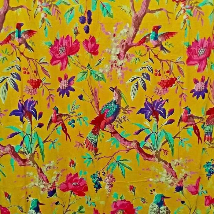 Frida Kahlo Inspired Bird of Paradise Curtains-Yellow