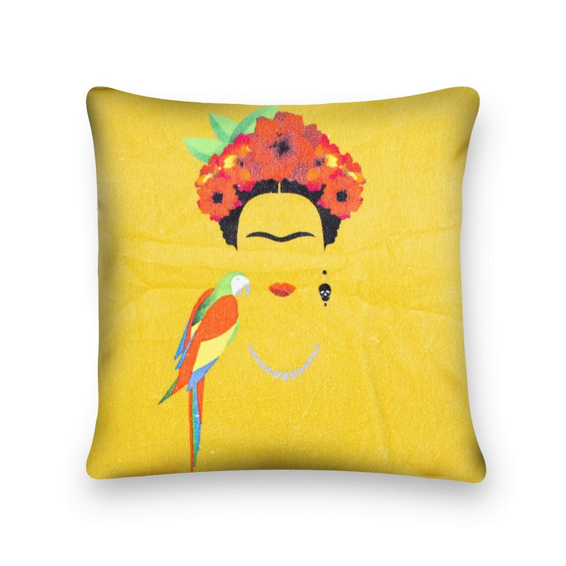 Frida Kahlo Inspired Cotton Cushion Cover 50 x 50cms - Yellow