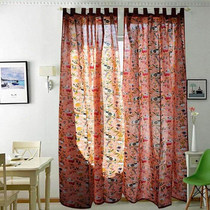 Frida Kahlo Inspired Tree Branches Curtains-Orange