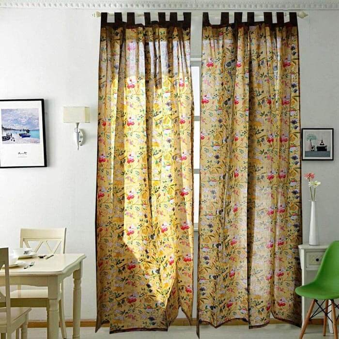 Frida Kahlo Inspired Tree Branches Curtains-Yellow