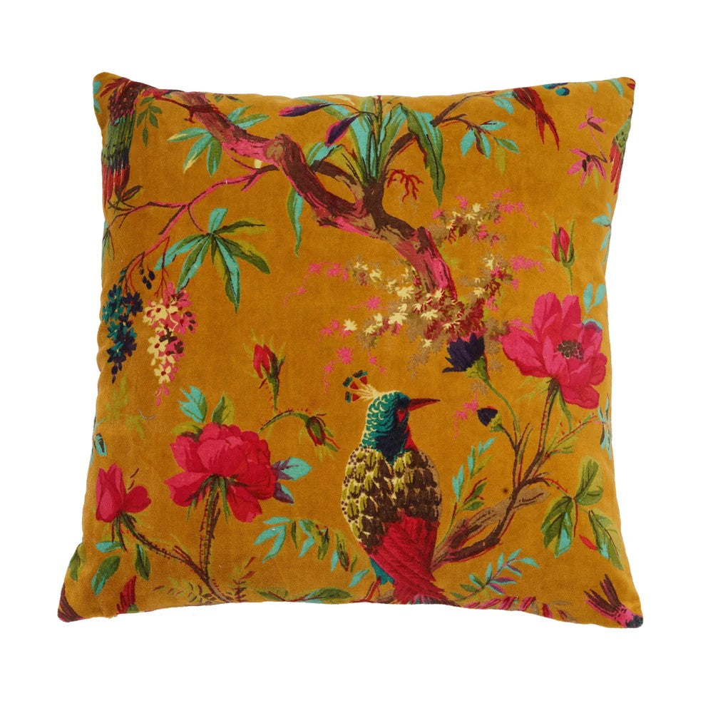 Frida Kahlo Jungle Inspired Velvet Cushion Cover 45 x 45cms - Amber