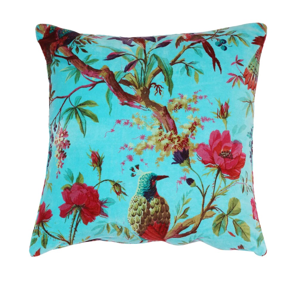 Frida Kahlo Jungle Inspired Velvet Cushion Cover 45 x 45cms - Blue