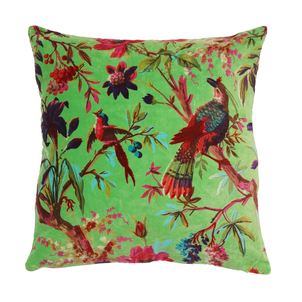 Frida Kahlo Jungle Inspired Velvet Cushion Cover 45 x 45cms - Green