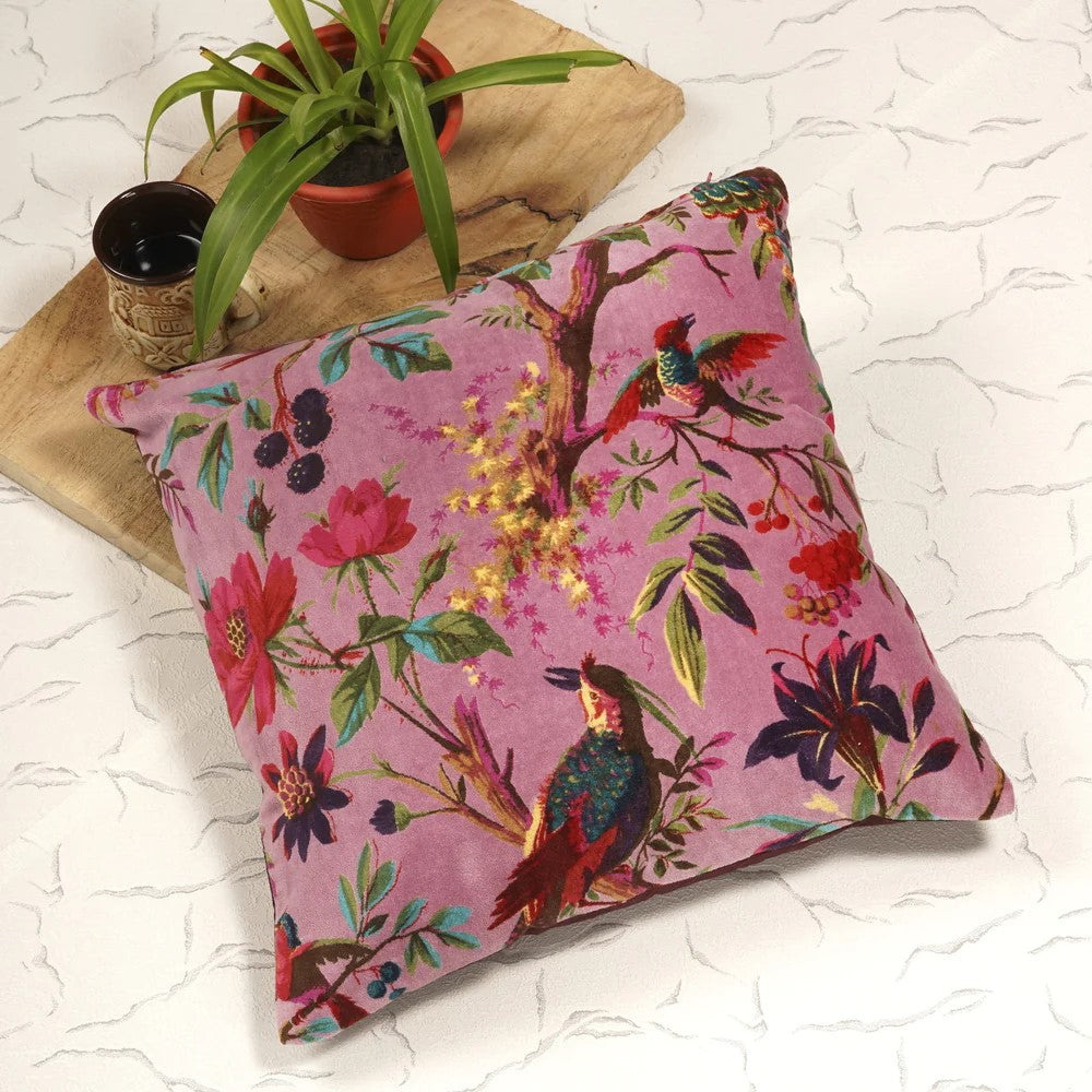 Frida Kahlo Jungle Inspired Velvet Cushion Cover 45 x 45cms - Pink