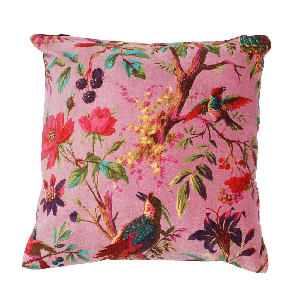 Frida Kahlo Jungle Inspired Velvet Cushion Cover 45 x 45cms - Pink