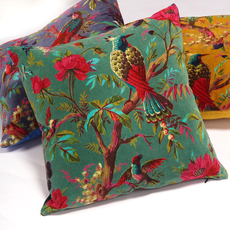 Frida Kahlo Jungle Printed Cotton Cushion Cover  45 x 45cms - Green