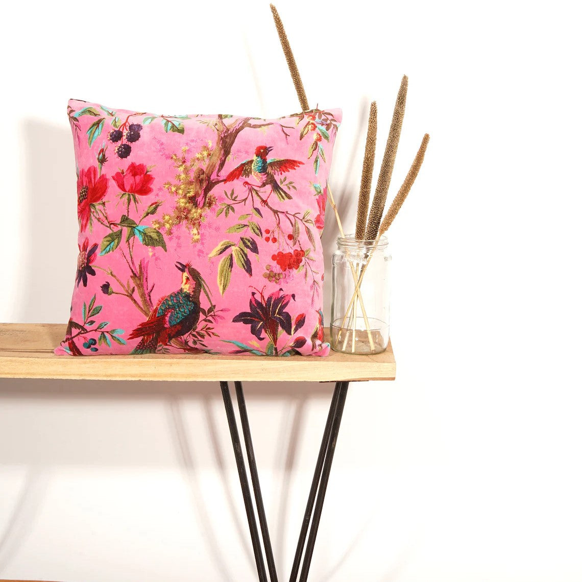 Frida Kahlo Jungle Printed Cotton Cushion Cover 45 x 45cms Pink