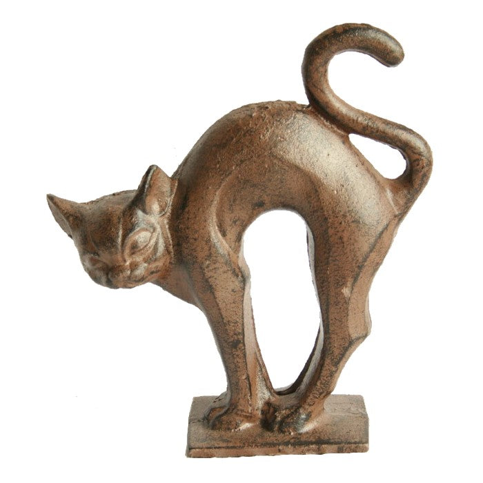 Frighten Cat Cast Iron Statue Door Stopper