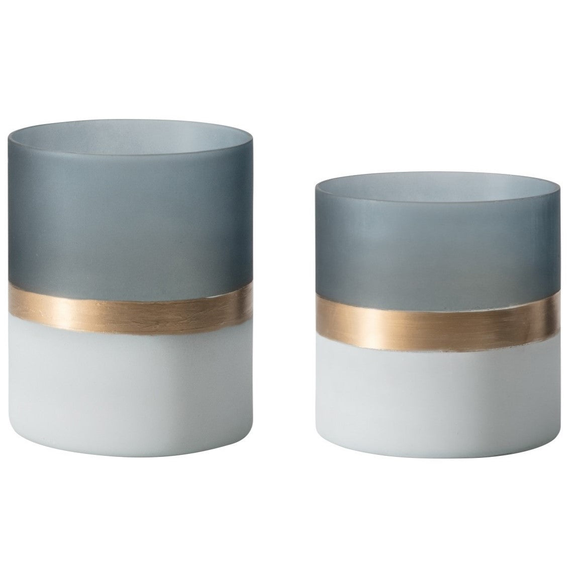 Pack of 2 Frosted Elegance Brushed Gold Candle Holder (Available In 2 Sizes)