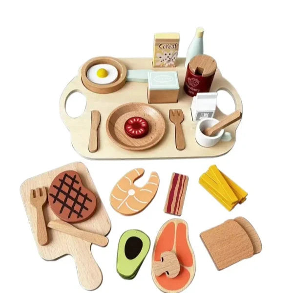 Fun Pretend Play Kids Wooden Breakfast Set