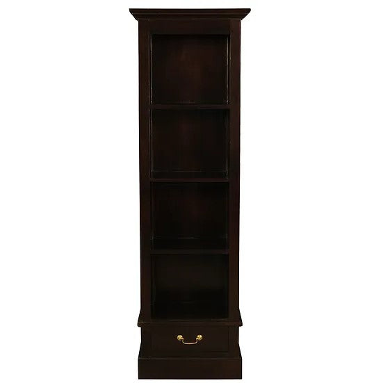 Functional Solid Wood 1 Drawer Bookcase - Dark Brown