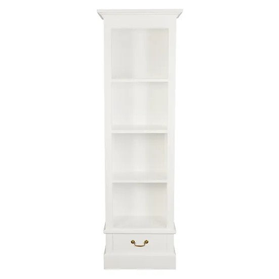 Functional Solid Wood 1 Drawer Bookcase - White