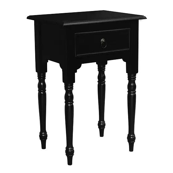 Functionality Turn Leg 1 Drawer Side Table - Black