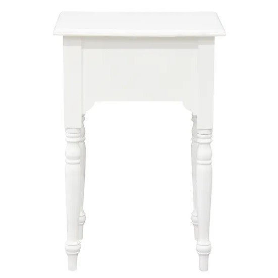 Functionality Turn Leg 1 Drawer Side Table - White