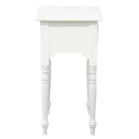 Functionality Turn Leg 1 Drawer Side Table - White