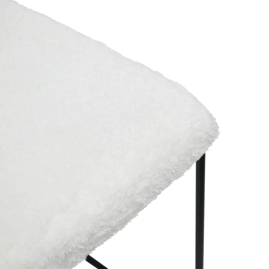 Fur Cushioned Bar Stool - White