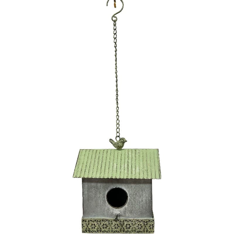 Galvanised Green Detail Hanging Birdhouse - 62cms