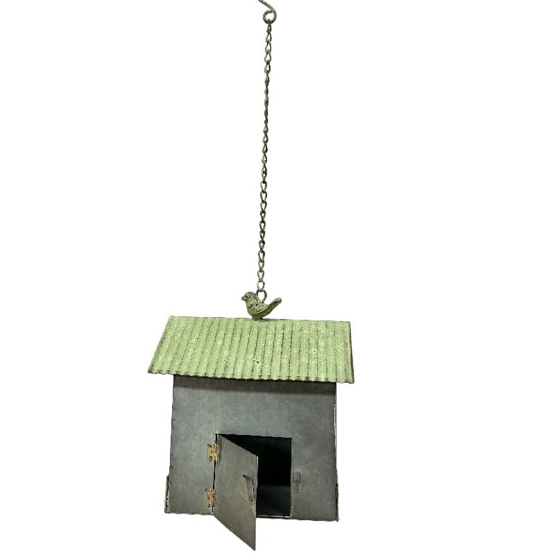 Galvanised Green Detail Hanging Birdhouse - 62cms