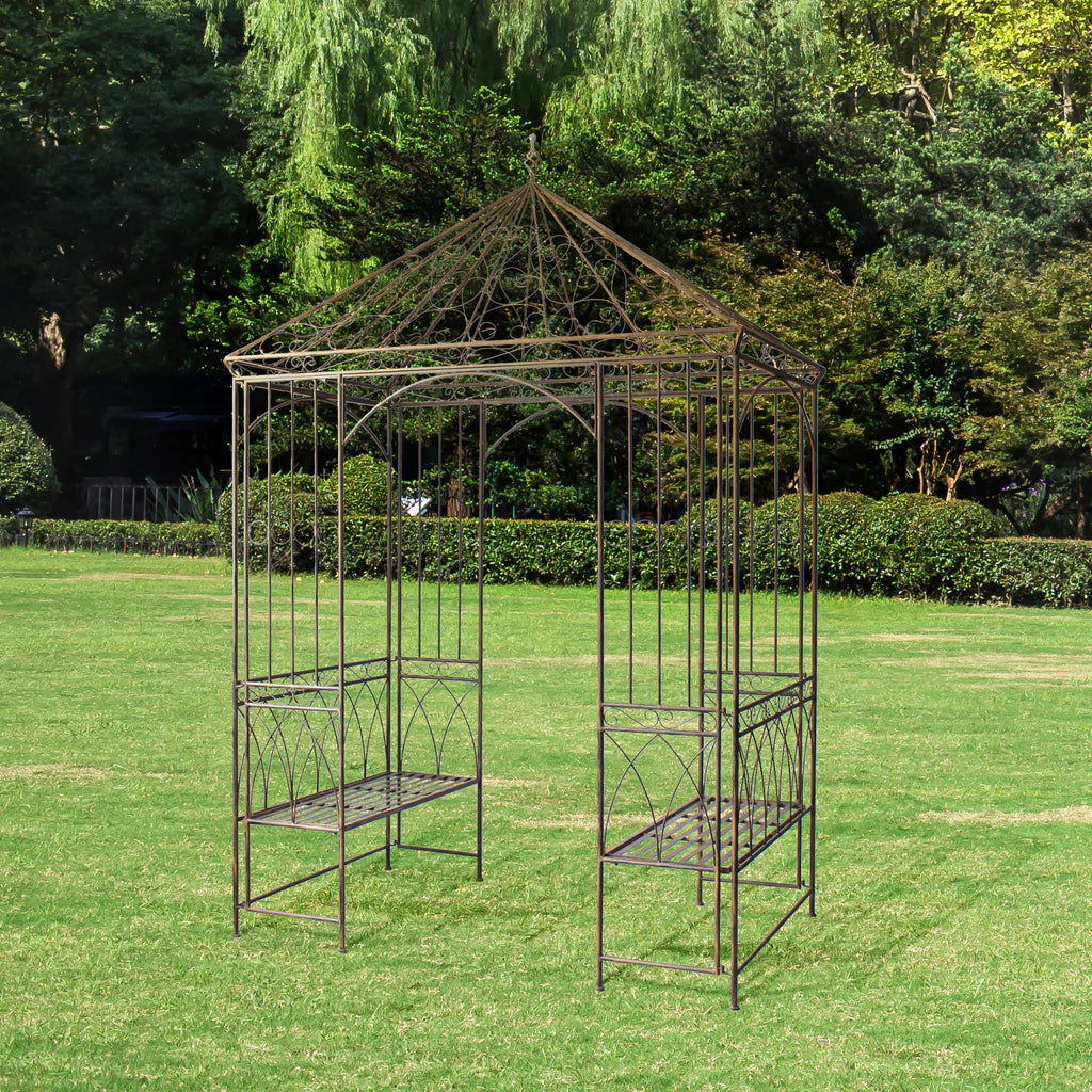 Galvanized Alloy Arboretum Gazebo 4 Seater Garden Bench