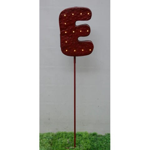 Garden Alluring Red Letter E Stake