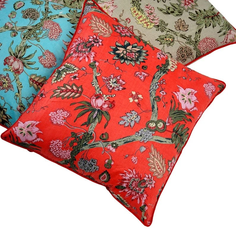 Garden Sonata Cotton Cushion Cover 50 x 50cms - Red