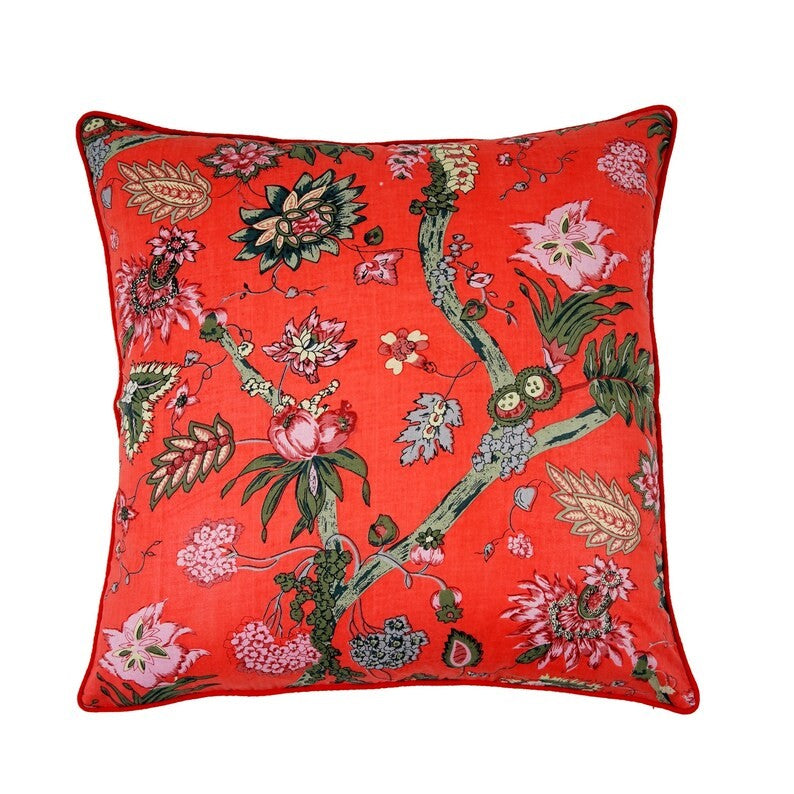 Garden Sonata Cotton Cushion Cover 50 x 50cms - Red