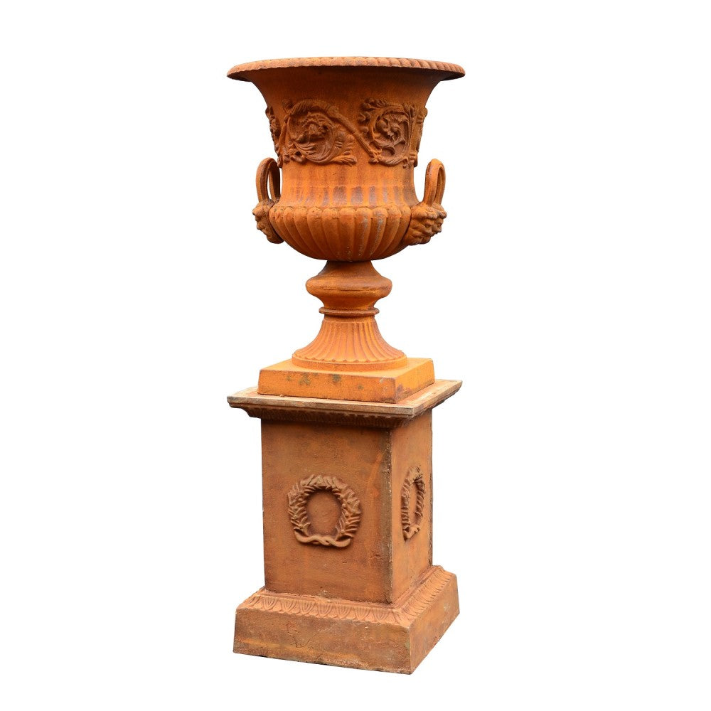 Garden Urn Milano Base Cast Iron - Rust