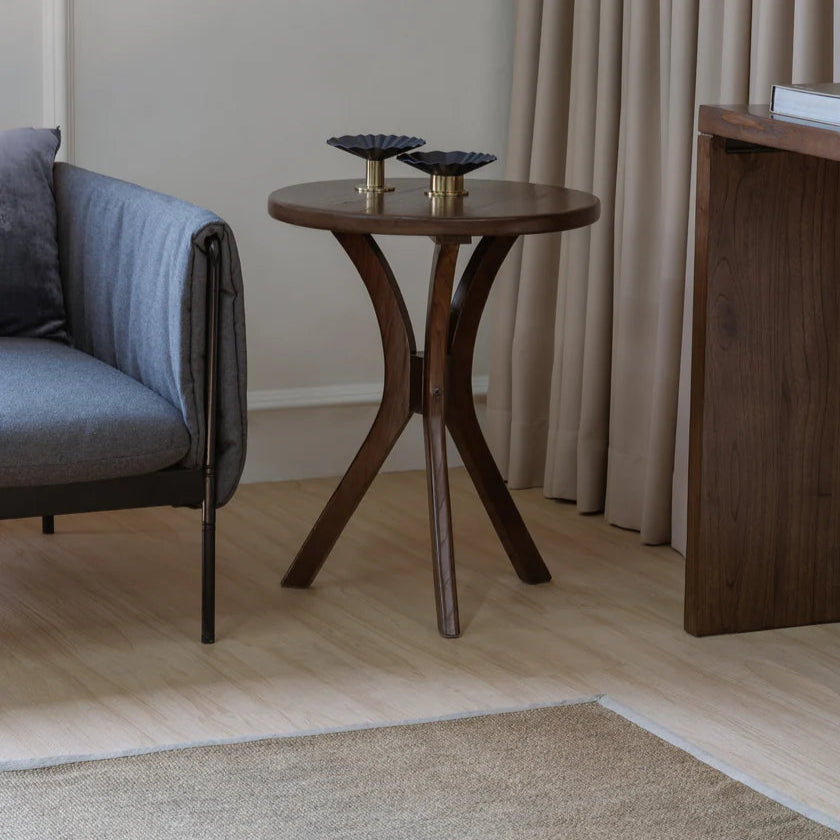 Gatsby Handcrafted Walnut Small Side Table - 48cms