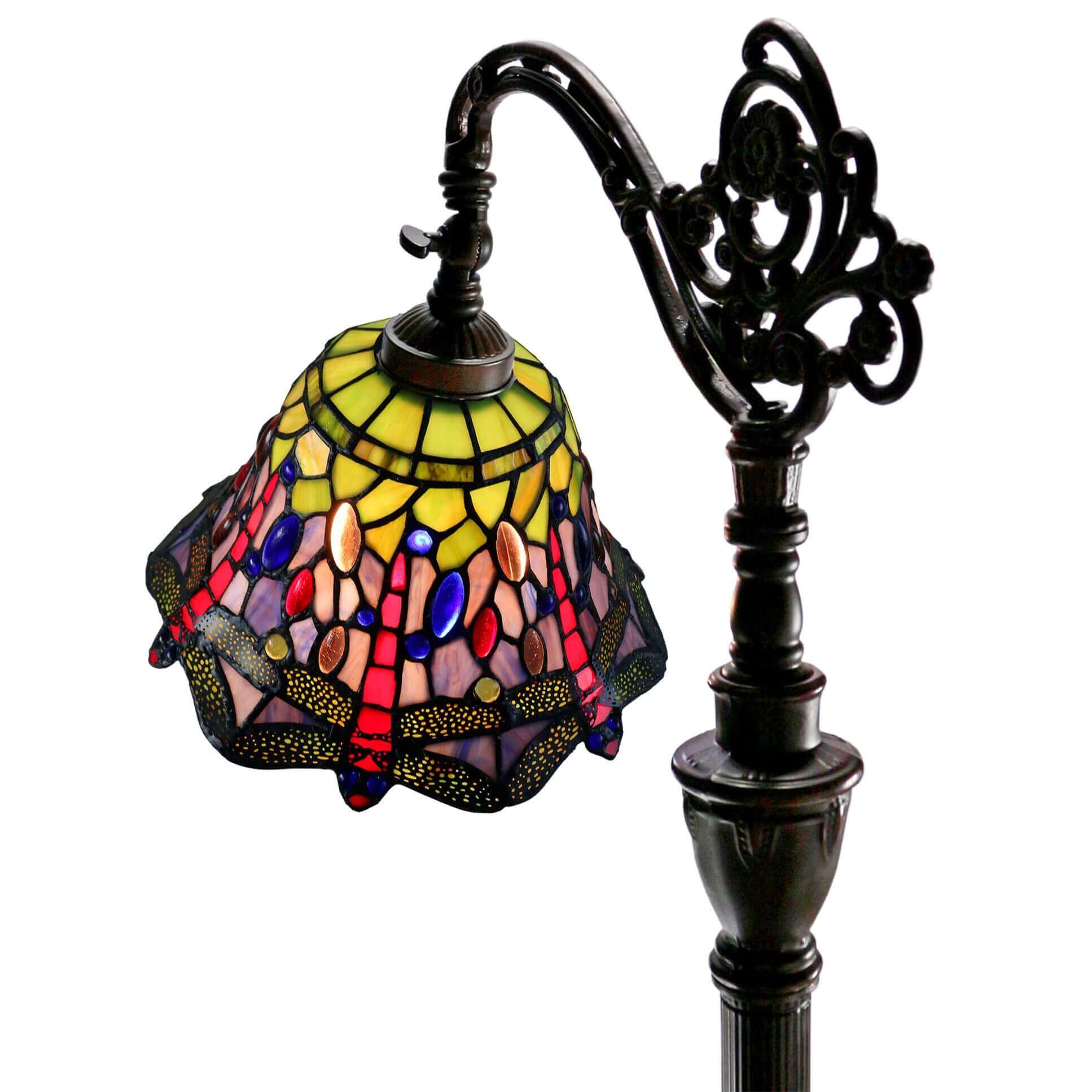 Gems and Dragonflies Downbridge Tiffany Stained Glass Floor Lamp