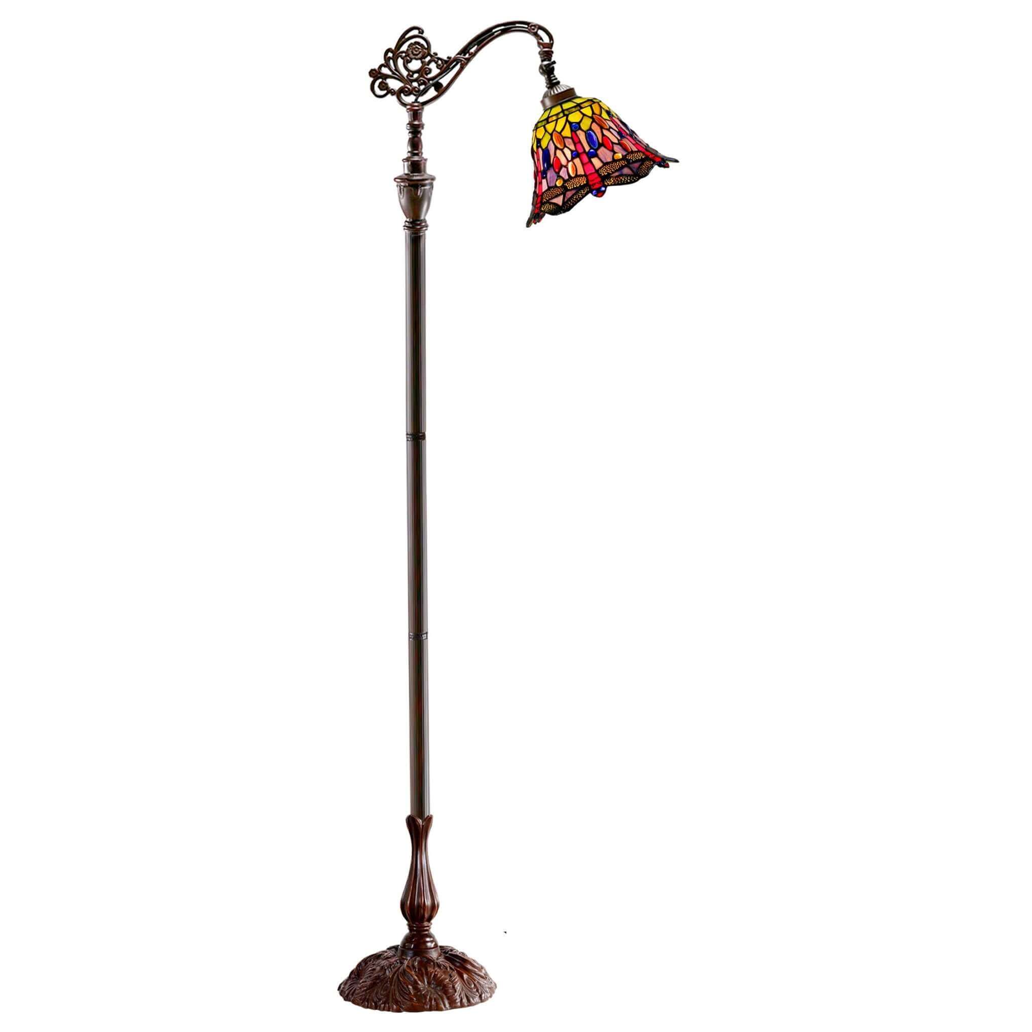 Gems and Dragonflies Downbridge Tiffany Stained Glass Floor Lamp