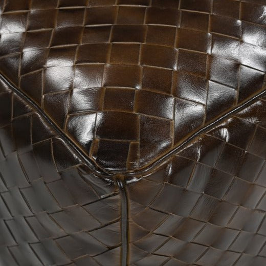 Genuine Leather Lattice Ottoman