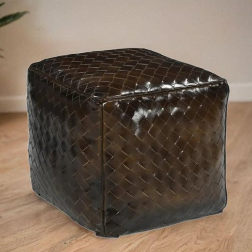 Genuine Leather Lattice Ottoman