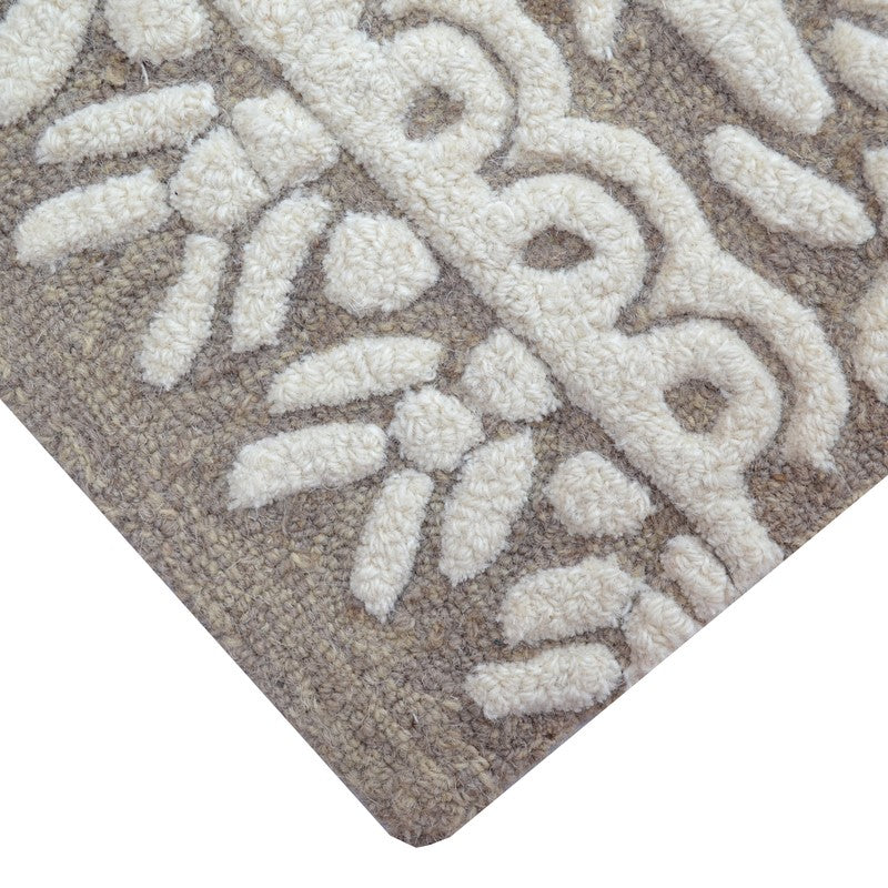 Geometric Art Woolen Rug Ivory & Brown (Available in 4 Sizes)